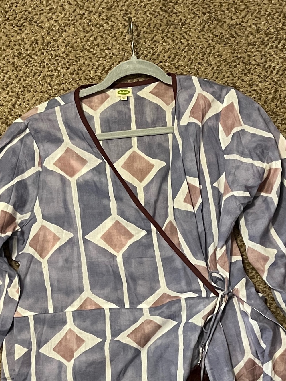 DOLMA Wrap Front Geometric Print Top in Lavender and Dusty Pink - Women